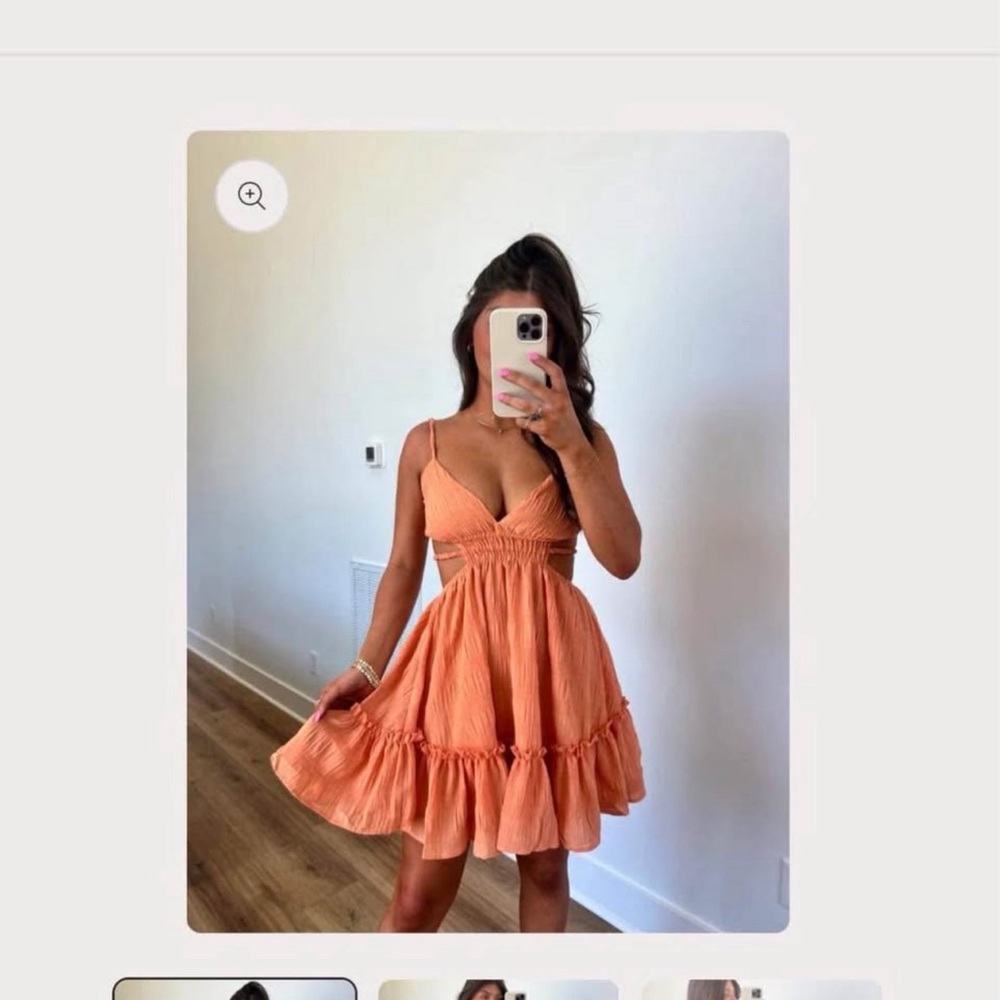 MARBLE Orange Pink Ruffled Tiered Mini Dress